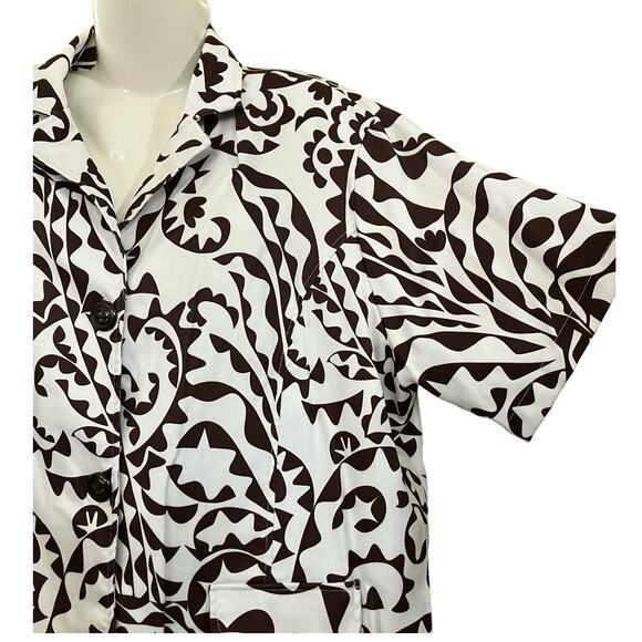 Java Women's Brown/White Floral Print Short Sleeve Jacket | Size 3X (24/26W) - Picture 6 of 8